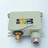 Top view of Saginomiya SNS-C130W drip-proof pressure control with metal nameplate