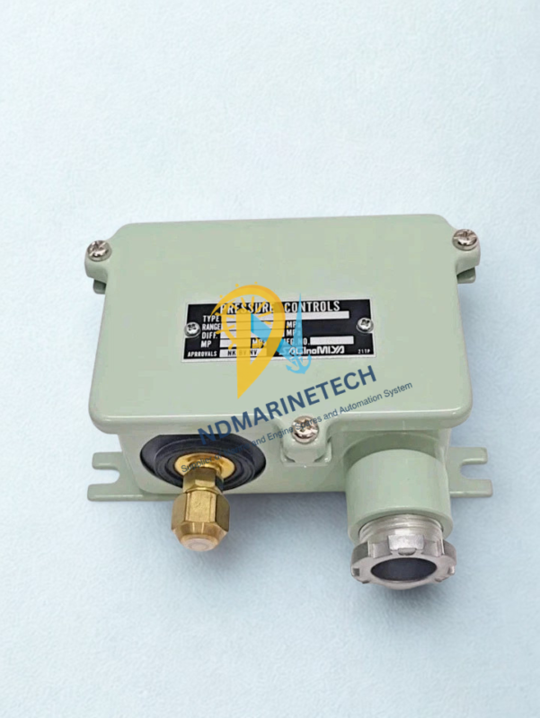 SNS-C130W Pressure Control Drip-Proof Enclosure Top view of Saginomiya SNS-C130W drip-proof pressure control with metal nameplate