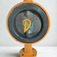 Front view of WW EUROVALVE DN125 PN16 butterfly valve showing EPDM seat, cast iron disc, and embossed DN125 PN16 markings on the neck.