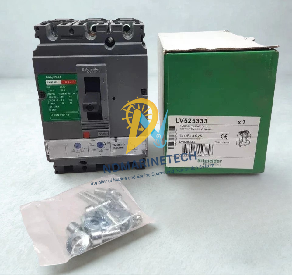 EasyPact CVS250F 250A 3P circuit breaker Complete set of Schneider EasyPact CVS250F 250 Amps 3 Pole circuit breaker LV525333 with original box and mounting bolts.