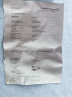 Endress-Hauser Final Inspection Report document detailing calibration configurations, sensor range from minus 1 to 1 bar, and serial number for Cerabar M PMP51.