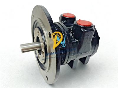 GLOBE VS10C Pneumatic Vane Air Motor - 12.8 HP 2400 RPM Front View Brand new GLOBE VS10C pneumatic vane air motor showing the output shaft with keyway and the standard C-flange mounting face for marine deck machinery.
