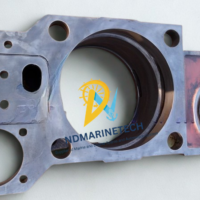 Machined metal cooling jacket for Hyundai HiMSEN H25/33 marine diesel engine cylinder liner block assembly