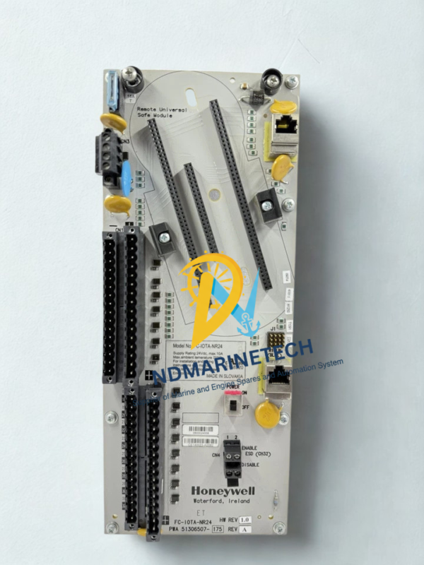 Honeywell FC-IOTA-NR24 Redundant IO Termination Assembly Full View Full top-down view of Honeywell FC-IOTA-NR24 Remote Universal Safe Module redundant I/O termination assembly board with multi-pin connection interfaces.