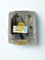 Honeywell CC TAIN01 Analog Input IO Module protected inside its original clear plastic casing with part number and serial number barcode labels visible.
