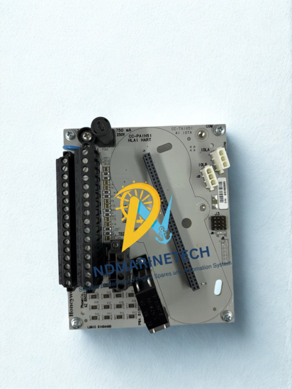 Honeywell CC-TAIX51 HLAI HART AI IOTA Module Terminal View Honeywell CC-TAIX51 High-Level Analog Input HART IOTA module with integrated terminal blocks for Experion C300 DCS systems.