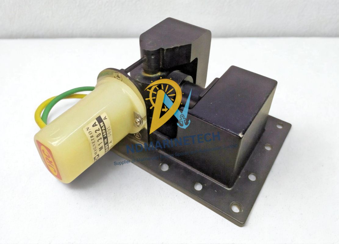 JRC M1302A Magnetron Manufacturer Label - Made in Japan Authentic JRC M1302A Magnetron S-Band 30kW radar component featuring the official Japan Radio Co manufacturer label and heavy-duty permanent magnets.