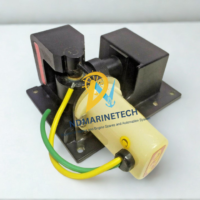 JRC M1302A Magnetron marine radar component showing the yellow and green filament wiring leads and solid mounting plate chassis.