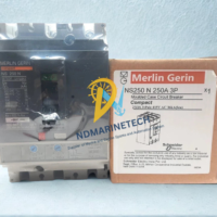 Brand new Merlin Gerin NS250N 250 Amp 3-Pole MCCB with original Schneider Electric factory packaging.