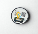 Bottom view of RIKEN KEIKI IRF-4345 sensor showing the multi-pin electronic connector strip, QR code, and calibration technical details.