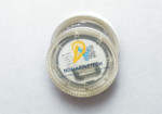 RIKEN KEIKI IRF-C4H10 gas sensor model IRF-4345 enclosed in a clear, round protective storage capsule showing the product label.