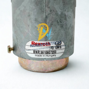 Bosch Rexroth 3610607200 Pressure Valve Serial Label Close-up of the official Bosch Rexroth 3610607200 pressure valve identification label showing MNR number and Made in Hungary stamp.