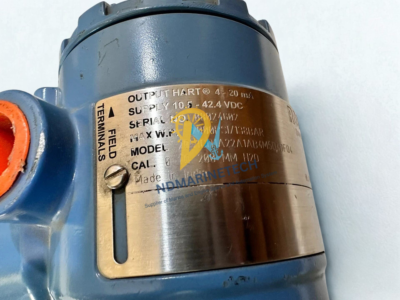 Rosemount 2051 Transmitter Model Code and Serial Number Label Technical specification nameplate on Rosemount 2051CD1A22A1AB4M5D4DFQ4 pressure transmitter