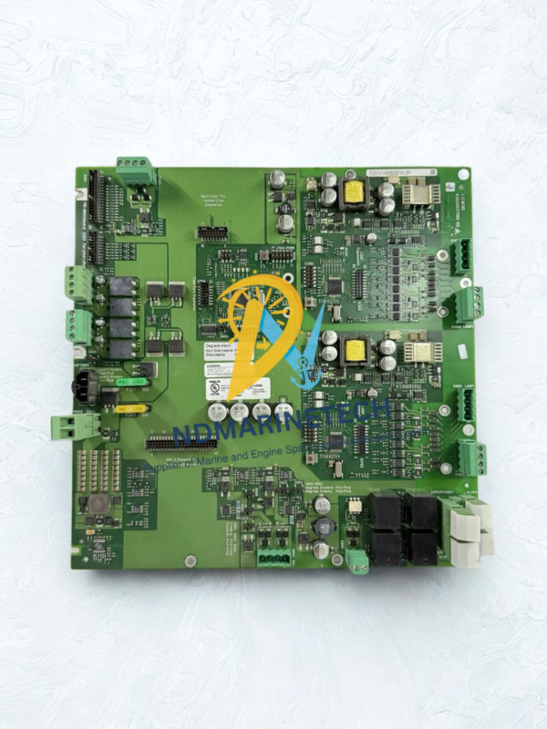 Siemens FCI2017-U1 Fire Alarm Control Board Overview Full top-down view of the Siemens FCI2017-U1 main fire alarm control board assembly, detailing various integrated circuits, relays, terminal blocks, fuses, and electronic components.