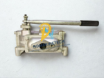 New Sili CS-25Y/H manual piston pump with extended steel handle lever and flanged connection port.
