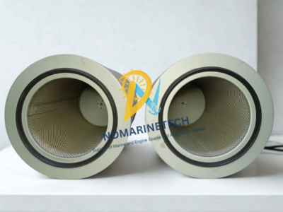 Tamrotor NT7204 Compressor Intake Filter Element Set Pair of new surplus Tamrotor marine compressor NT7204 air inlet filter elements with pleated synthetic media and outer wire mesh.