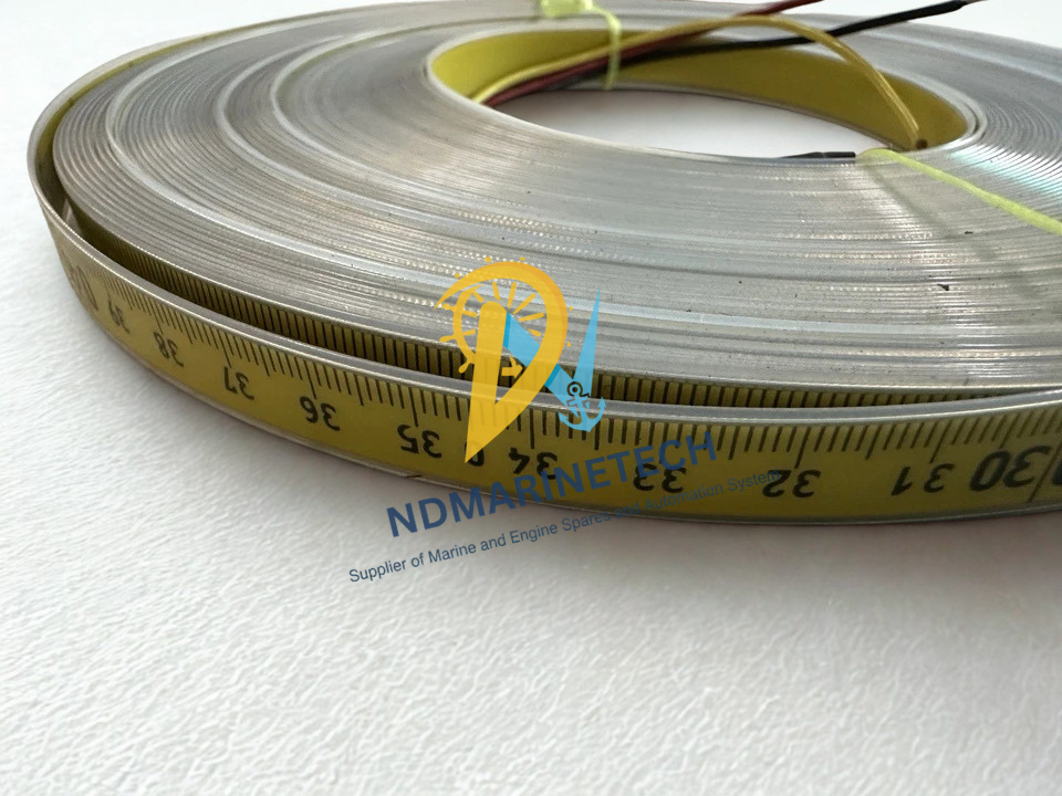 Tanktech T2000-TFC-02 replacement tape Detailed view of the high-visibility yellow metric graduation markings on the Tanktech T2000-TFC-02 portable gauging tape replacement.