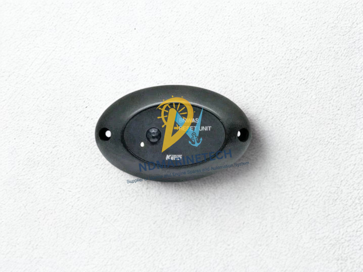 Tokyo Keiki ARS-002 Front interface of Tokyo Keiki ARS-002 BNWAS Reset Unit featuring a tactile reset button and LED status indicator in a black marine-grade housing.