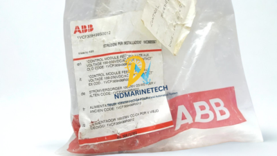 ABB 1VCF309499S0012 OEM Factory Packaging Label Genuine ABB 1VCF309499S0012 original packaging label highlighting cross-reference old code 1VCF309499R0012 and 100-250VDC/AC auxiliary voltage specification.