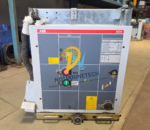 Front view of the ABB HD4.W 12.12.32 SF6 gas circuit breaker operator interface panel with mechanical push buttons, status indicators, and key.