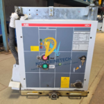 Front view of the ABB HD4.W 12.12.32 SF6 gas circuit breaker operator interface panel with mechanical push buttons, status indicators, and key.