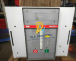 Front view of ABB Sace Megamax F4S 3200A low voltage air circuit breaker with manual push buttons for industrial power distribution.