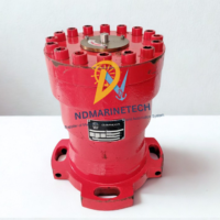 Manufacturer nameplate for Damcos BRC 052-A1 hydraulic actuator displaying model type, serial number, and 315 bar test pressure specifications.