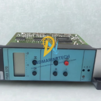 Front faceplate view of Endress and Hauser FMX 570 Silometer level transmitter plug-in card showing the LCD screen and calibration push-buttons.