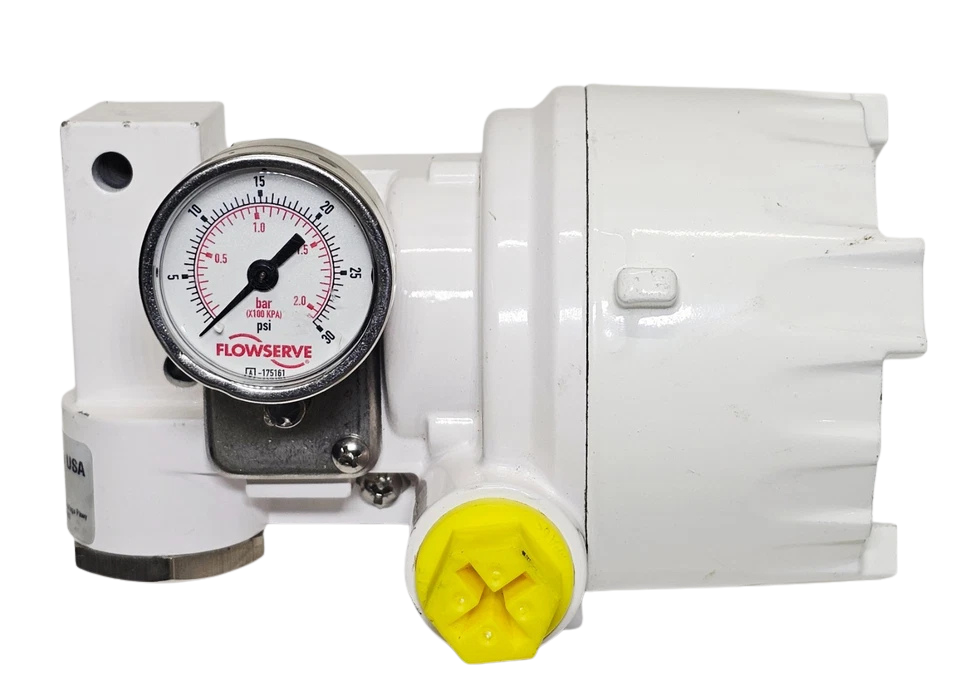 Flowserve NT3002042SM1W00 New Front View Flowserve NT3000 Transducer showing PSI and Bar Pressure Gauge