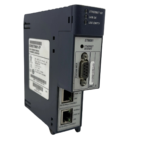 Isometric view of the GE Fanuc IC695ETM001-EP RX3i Ethernet Module, highlighting the module design and status indicators.