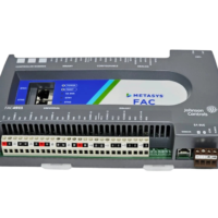 Johnson Controls MS-FAC4911-0 Metasys FAC4911 Advanced Application Controller front view showing Ethernet ports and wiring terminals