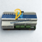 Top-down angled view of the Lutron QSNE-4S5-230-D module, providing a clear view of the entire top blue specification label, including the model number, 220-240V voltage rating, 16A total capacity, and zone program buttons.