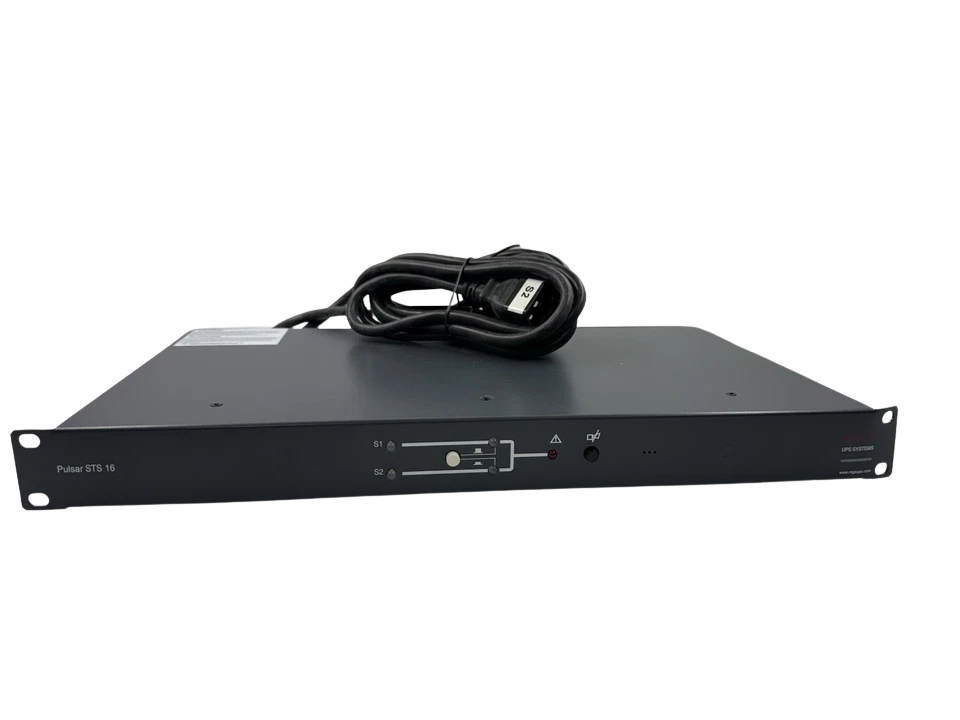MGE Pulsar STS 16 New Front view of MGE Pulsar STS 16 rackmount source transfer switch showing LED mimic status panel.