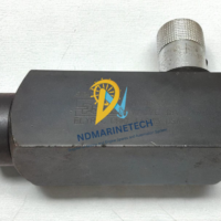 Full side profile view of a rugged steel Parker 9PC M800S pressure compensated hydraulic valve with its knurled settings knob.
