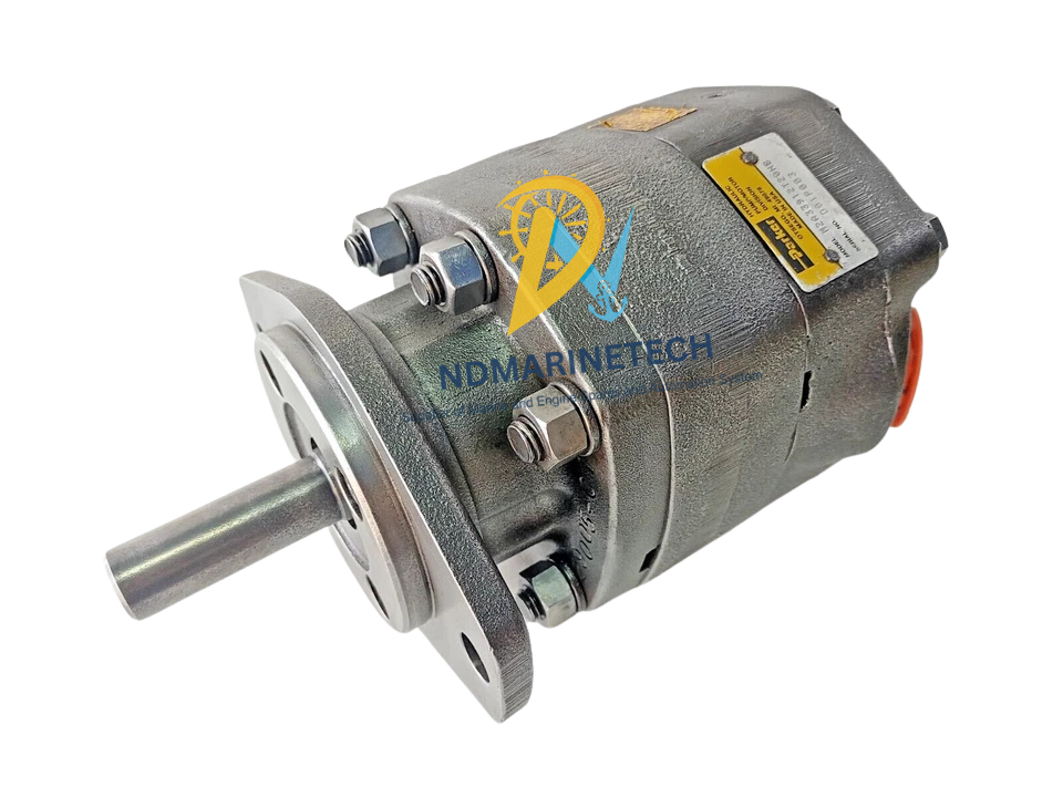 Parker M2A33912T20NB Isometric view of the Parker M2A33912T20NB high-speed hydraulic motor for industrial applications.