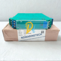 Front terminal view of Pepperl+Fuchs KFD2-PT2-Ex1-5 intrinsic safety signal conditioner sitting on its original factory packaging box.
