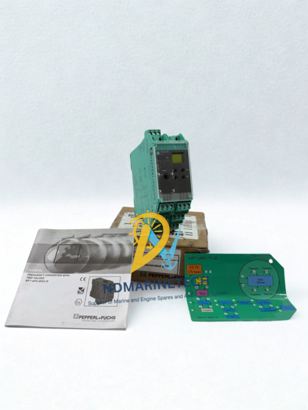 New Pepperl+Fuchs KFU8-UFC-1.D Frequency Converter Full Kit New Pepperl+Fuchs KFU8-UFC-1.D signal conditioner with trip values kit including original box, manual, and configuration template.