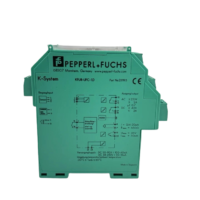 Pepperl+Fuchs KFU8-UFC-1.D frequency converter side panel showing wiring diagram and technical specifications part number 231195.