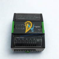 Schneider Electric SmartX Controller DO-FA-12 faceplate showing 12 digital output status LEDs and relay contact wiring schematic