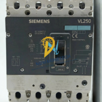 Full front view of Siemens 3VL3725-1AA44-0AA0 VL250 4-pole 200 Amps molded case circuit breaker in OFF position.