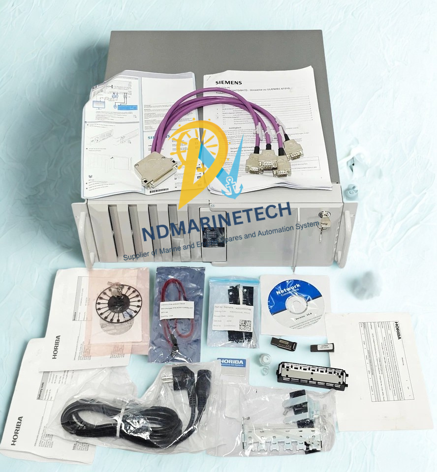 Siemens 6BK1800-8HR03-0AA0 Siemens SIMATIC IPC847E 6BK1800-8HR03-0AA0 Industrial Rack PC kit for Horiba systems, including interface cables, power cord, manuals, and software disc.