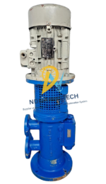 Vertical view of the complete Tvornica MPD screw pump and motor assembly.