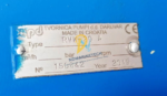 Identification plate of Tvornica Pumpi marine pump model RVK-20 A.