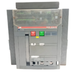 Front faceplate panel of ABB SACE Emax E3 3200A air circuit breaker with PR121P trip unit control levers