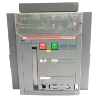 Front faceplate panel of ABB SACE Emax E3 3200A air circuit breaker with PR121P trip unit control levers