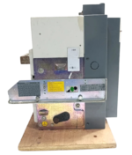 Right side profile of ABB SACE Emax E3N 32 3200A breaker with warning labels and technical stickers