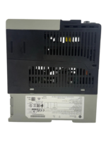Detailed bottom view of the Allen-Bradley 25B-D6P0N104 PowerFlex 525 AC drive, showing the main product identification label with input/output ratings, serial number, and certifications.