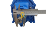 Measuring shaft diameter of Allweiler NT 65-200 marine centrifugal pump with caliper