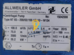 Close-up of Allweiler NT 65-200/02/199 U3.1D-W134 pump nameplate specifications