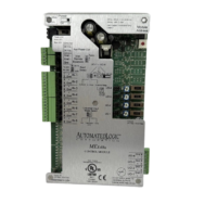 Automated Logic MEX48U control module front faceplate featuring terminal blocks and wiring diagram